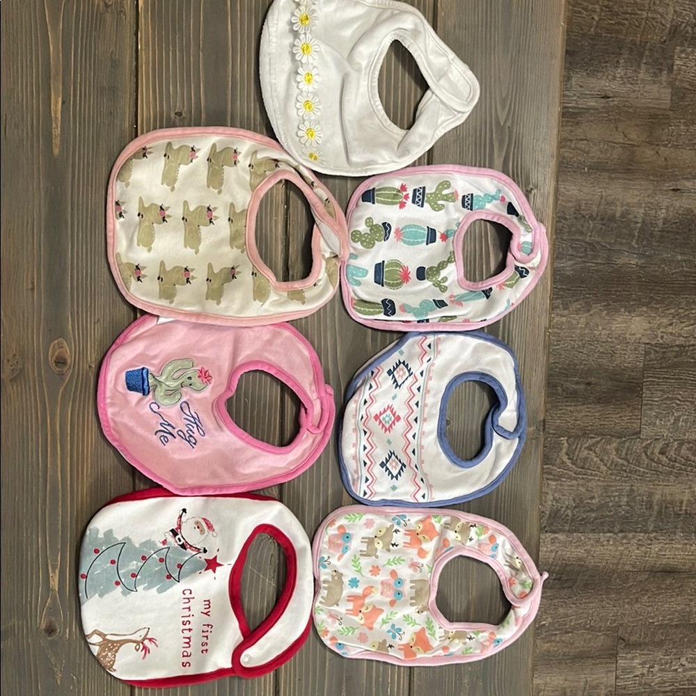 Assorted Baby Bibs Set - Pink, White, Blue